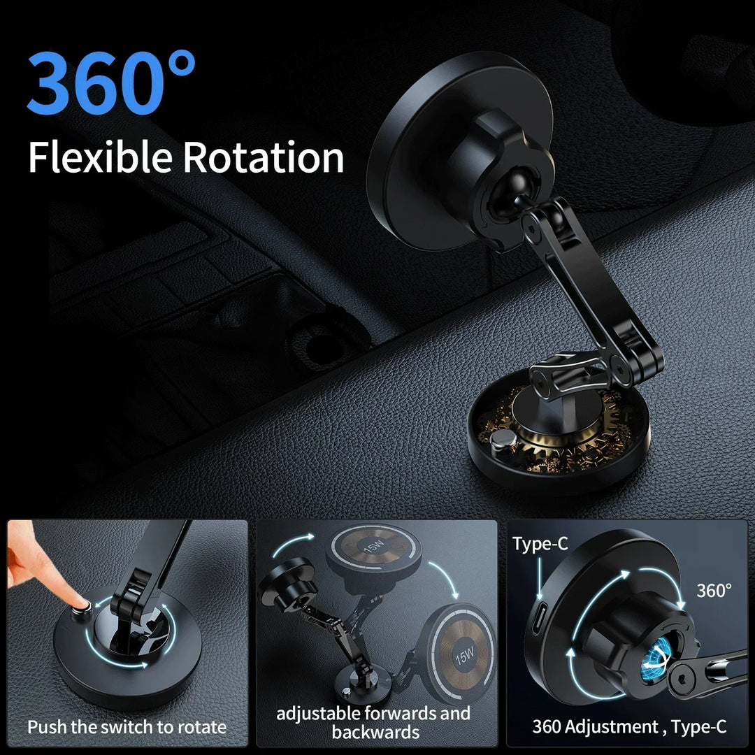 Magnpter 15W Wireless Car Phone Holder – Magnetic Dashboard Mount iPhone & All