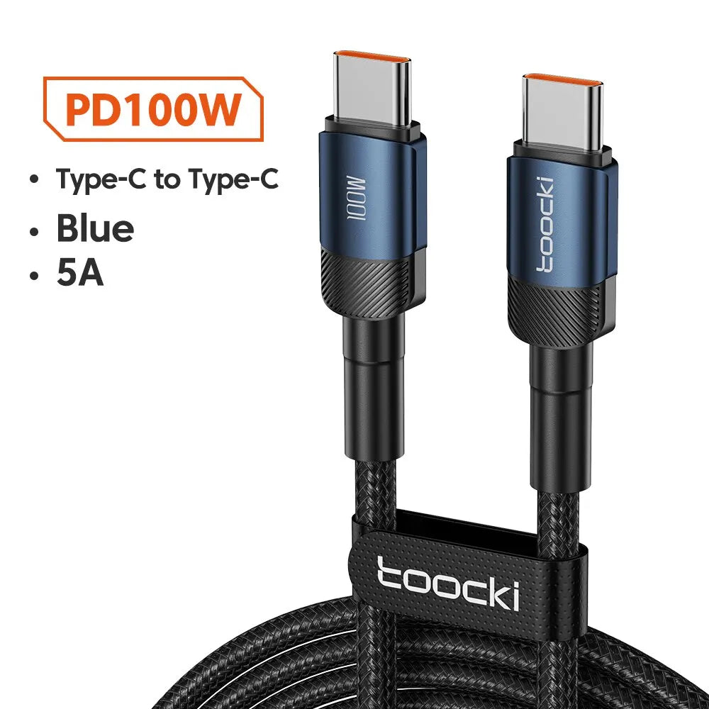 Toocki 6A USB-C Fast Charging Cable | 100W PD Braided Cord iPhone 15 Huawei Realme Oppo OnePlus