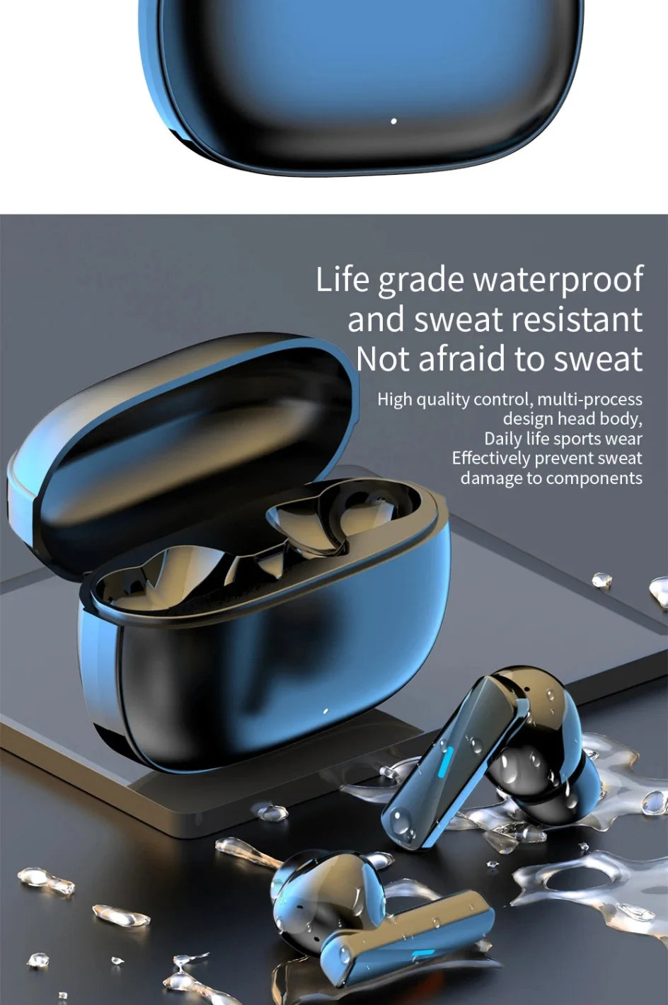 Wireless Noise-Cancelling Bluetooth 5.3 Earbuds – Secure Fit for Workouts