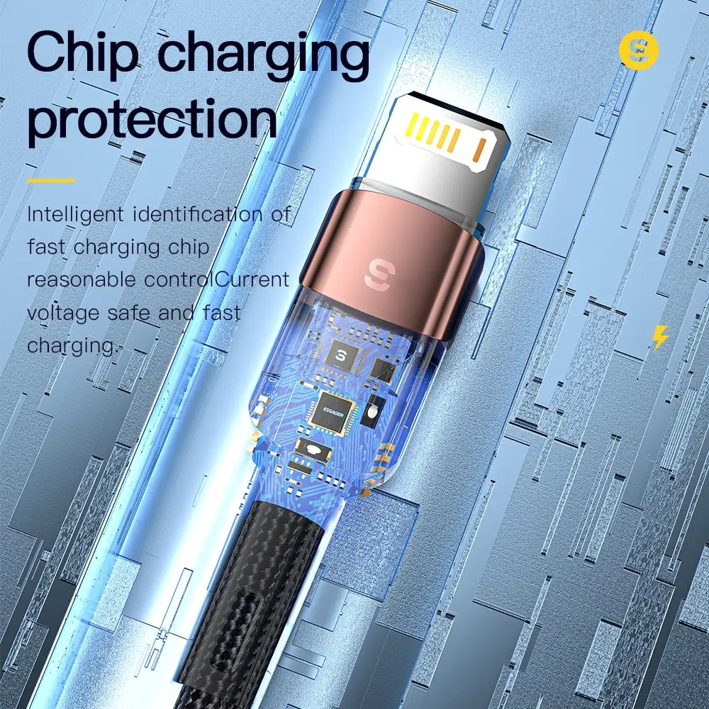 ESSAGER 2.4A Lightning iPhone Cable | Fast Charging Braided Cord iPhone 13 12 11–5 XR XS SE