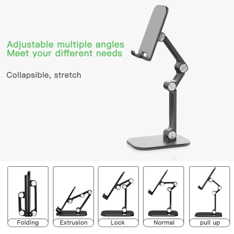 cmaos Foldable Phone Stand – 3-Section Adjustable Desk Holder for Phone & Tablet