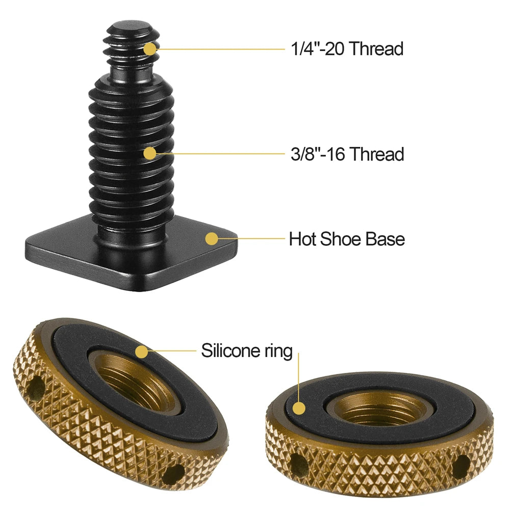 Hot Shoe to 1/4-20 Aluminum Adapter Mount for DSLR & Mirrorless Camera Rigs