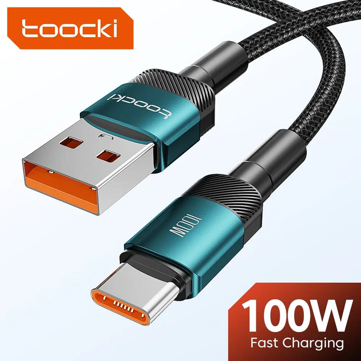 Toocki 6A USB-C Fast Charging Cable | 100W PD Braided Cord iPhone 15 Huawei Realme Oppo OnePlus