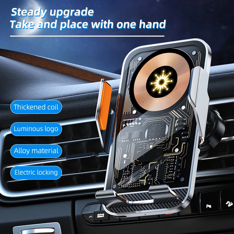 Transparent Wireless Charging Car Phone Holder | Air Vent Mount Universal Navigation Bracket
