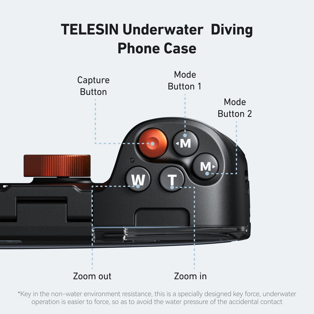 TELESIN Diving Phone Case Waterproof Grip 20m IP68 Bluetooth