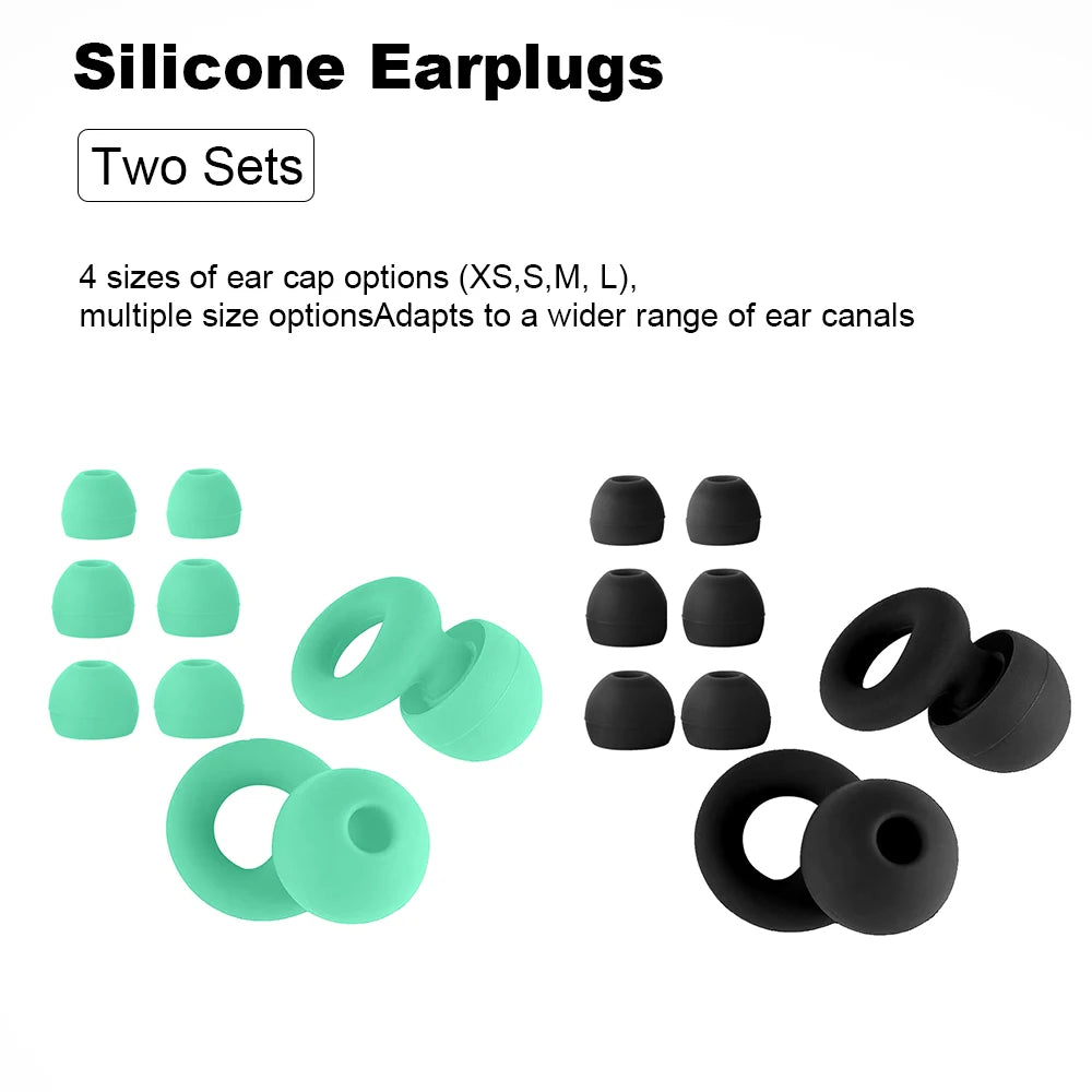 Silicone Earplugs 4 Sizes Hypoallergenic Reusable Noise Reducing