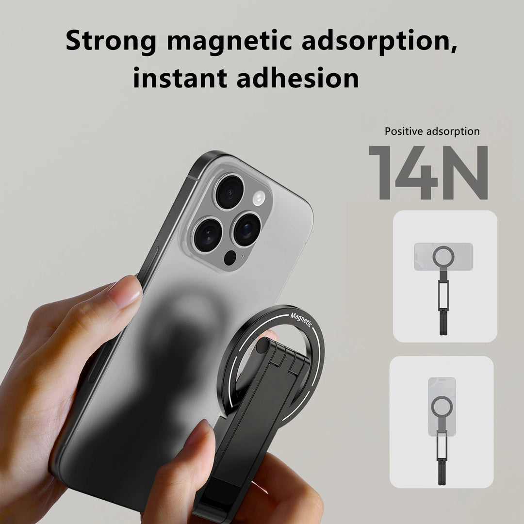 HUOMTONG SJ-15 Magnetic Aluminum Phone Stand – Folding Desktop Tripod Holder