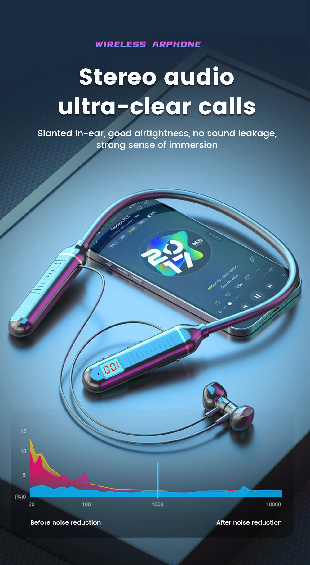 HKFZ Wireless Earbuds with Volume & Playback Controls