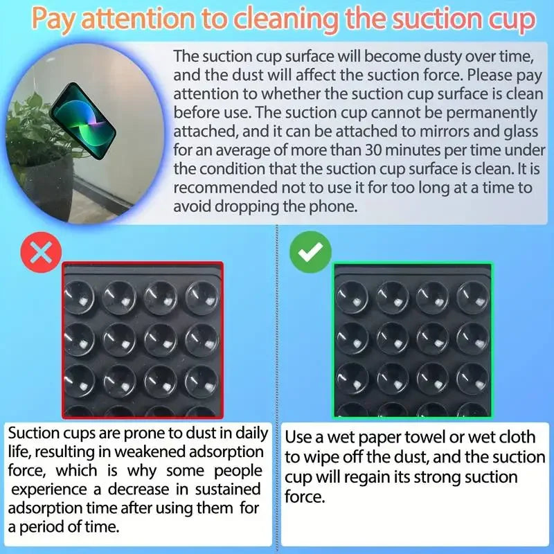 Silicone Suction Cup Phone Holder with Strong Suction for Mirror, Wall and Glass