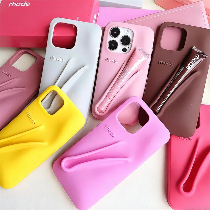 Lemontini Lip Gloss Holder iPhone Case | Rhode-Style Silicone Lipstick Cover iPhone 17–12