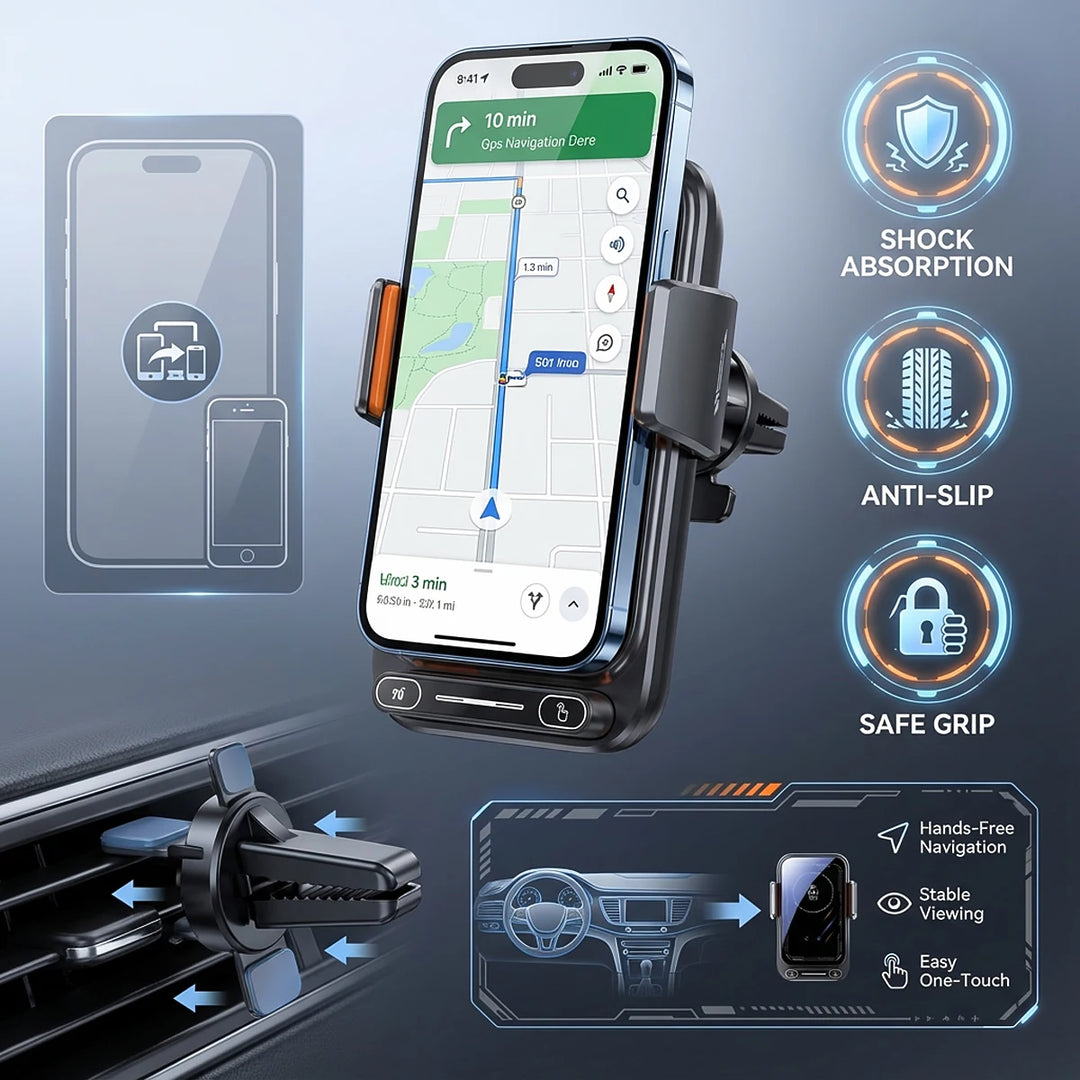 Smart Auto-Sensing Car Phone Mount – 15W Wireless Charger