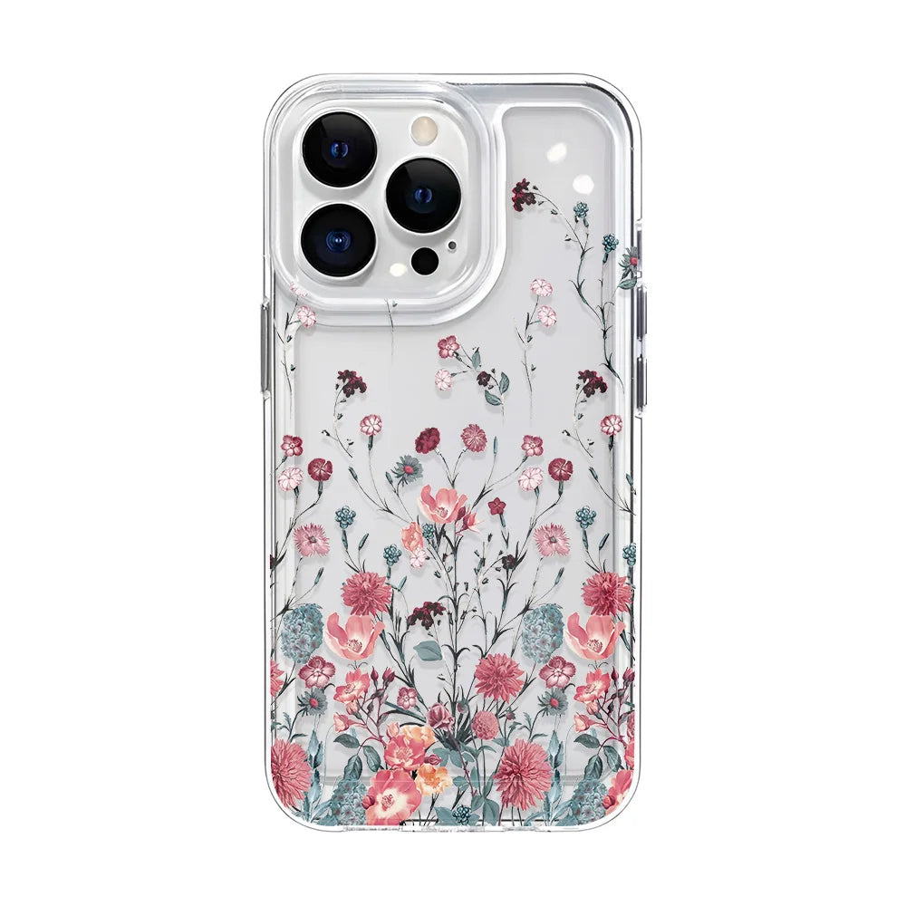Floral Clear iPhone Case - Shockproof Silicone Bumper for iPhone