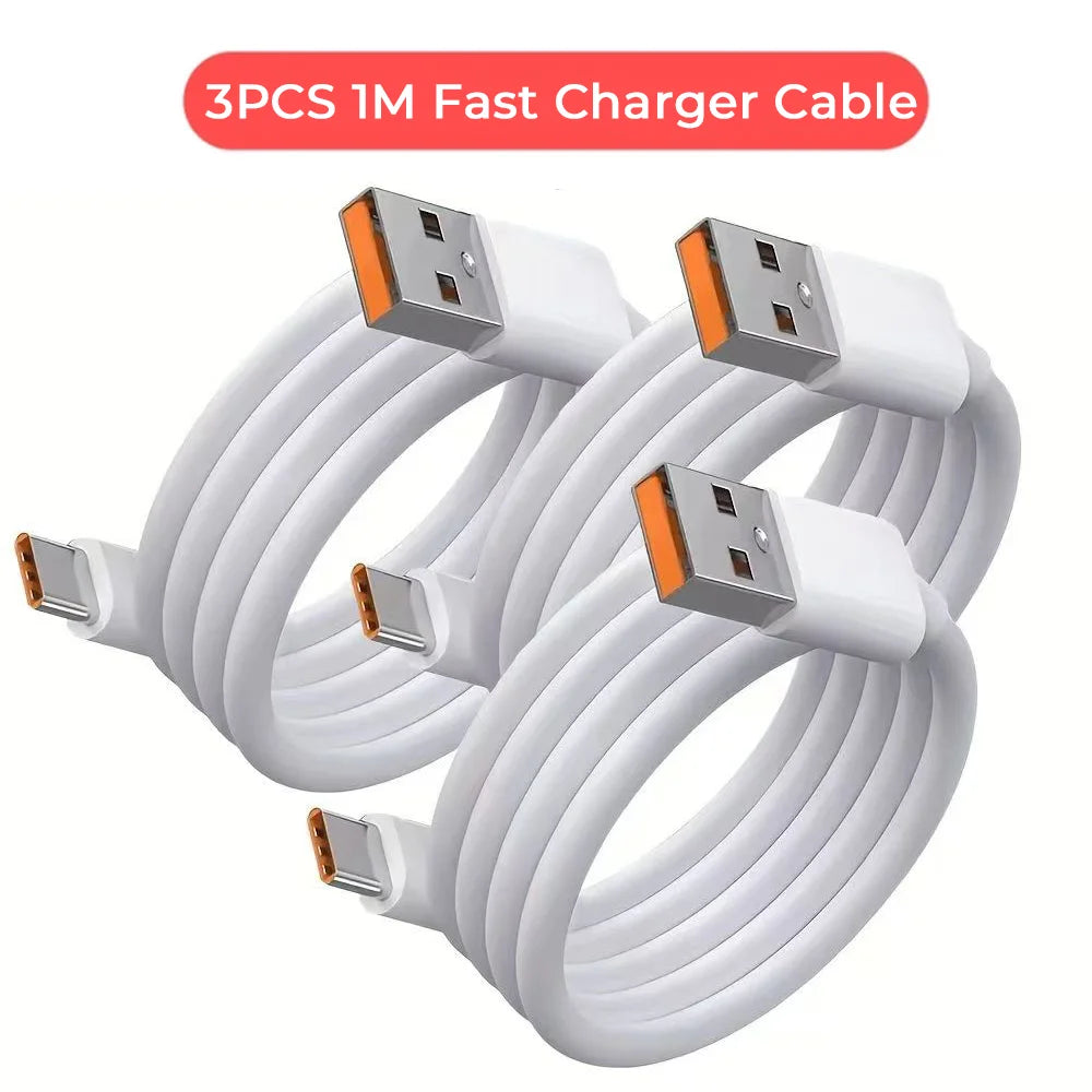 NNBILI 3-Pack 100W 6A USB-C Fast Charging Cable | Quick Charge Data Cord CE FCC RoHS Certified