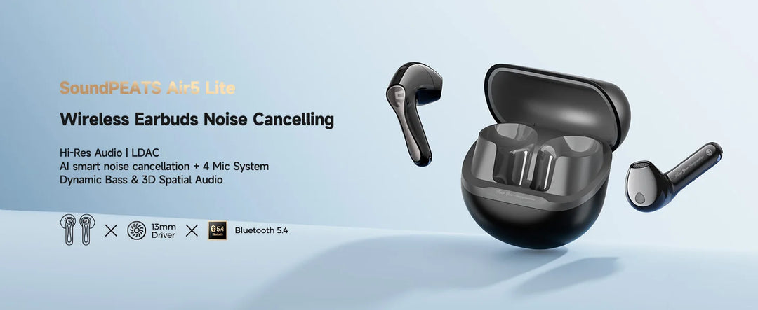 Soundpeats Air5 Lite Hi-Res Wireless Earbuds - Waterproof with 4 Dynamic Drivers