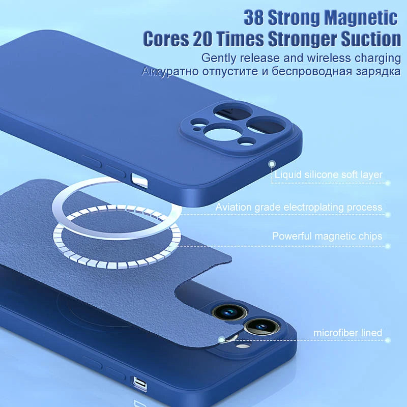 keai MagSafe Liquid Silicone iPhone Case | Magnetic Wireless Charging Cover iPhone 15–8 XR XS X