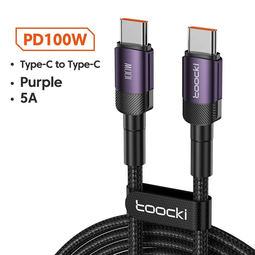 Toocki 6A USB-C Fast Charging Cable | 100W PD Braided Cord iPhone 15 Huawei Realme Oppo OnePlus