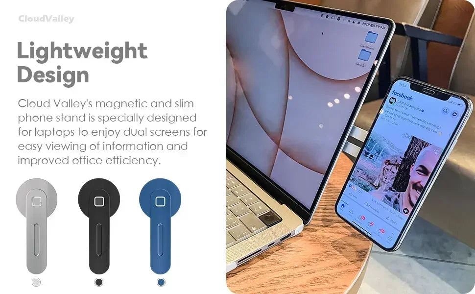 2025 Magnetic Laptop Monitor Phone Holder | Slim Foldable Side Mount | iPhone 14 13 12 Universal