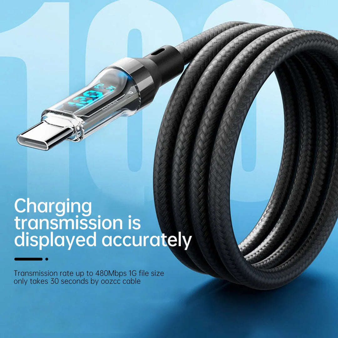 MFi Lightning Fast Charge Data Sync Cable with LCD Display — 120w lightning fast charging cable
