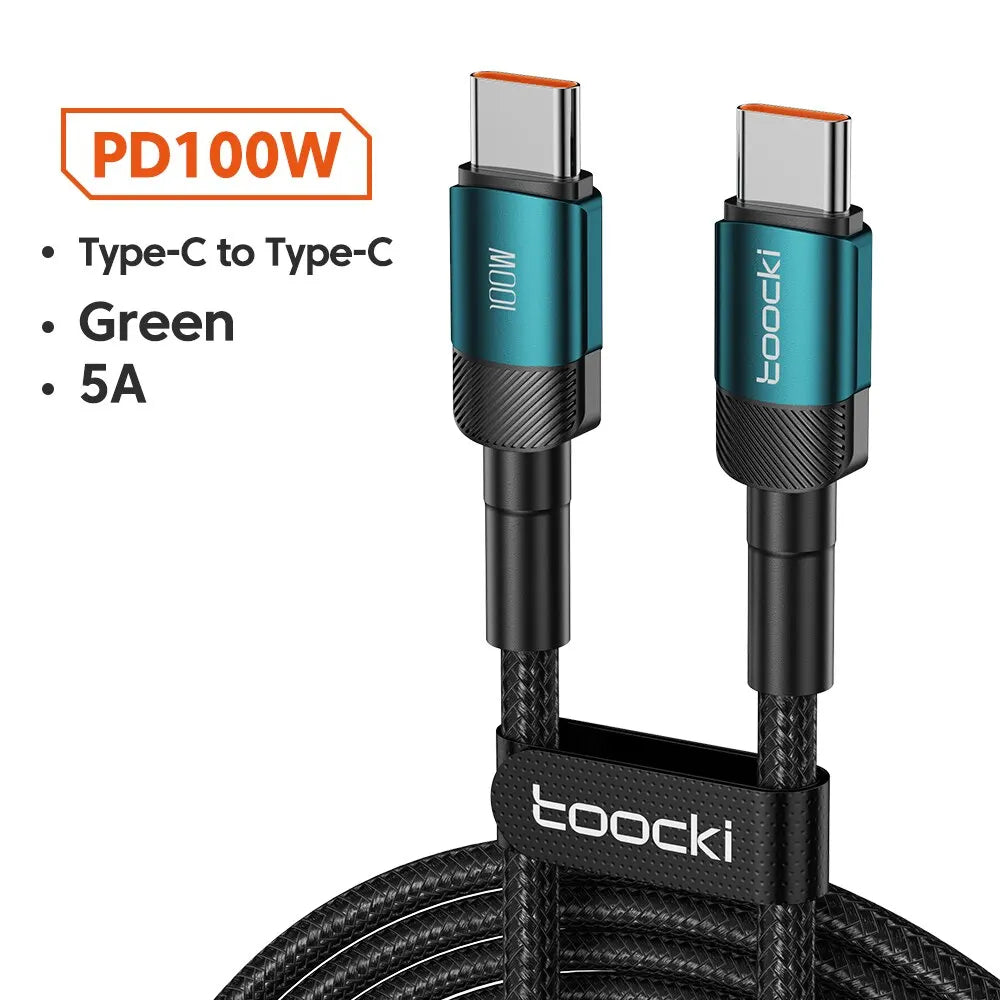 Toocki 6A USB-C Fast Charging Cable | 100W PD Braided Cord iPhone 15 Huawei Realme Oppo OnePlus