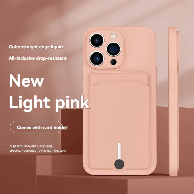 Clear TPU Phone Case with Card Slot iPhone 11-16 Pro Max