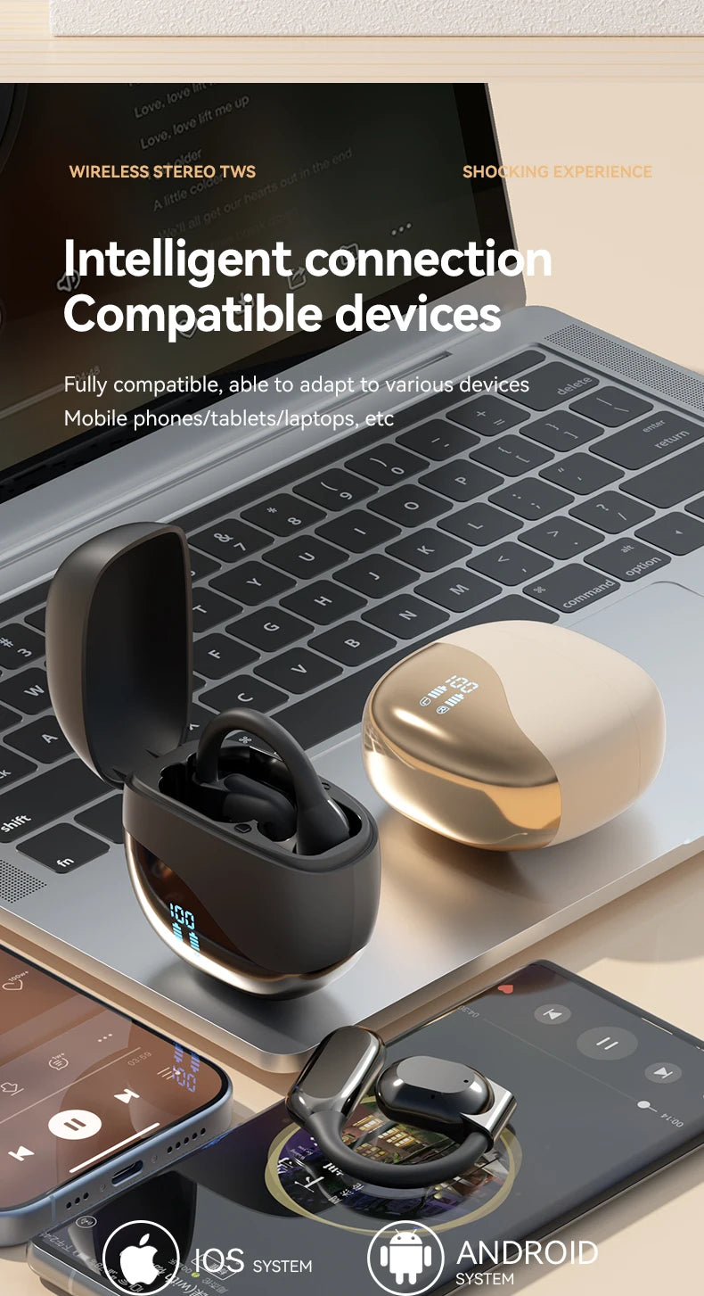 Bluetooth 5.3 Open-Ear Earphones with Active Noise Cancellation