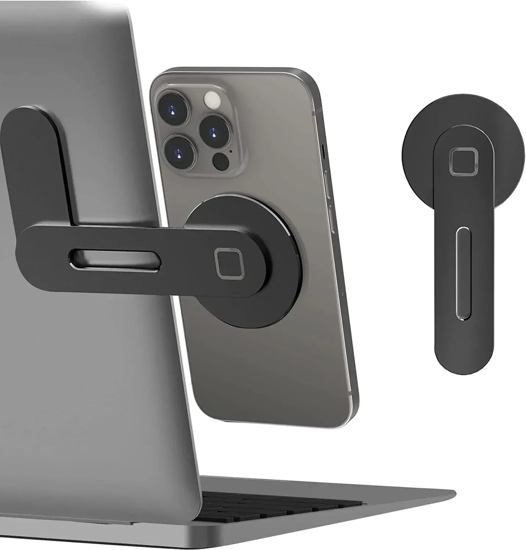 2025 Magnetic Laptop Monitor Phone Holder | Slim Foldable Side Mount | iPhone 14 13 12 Universal