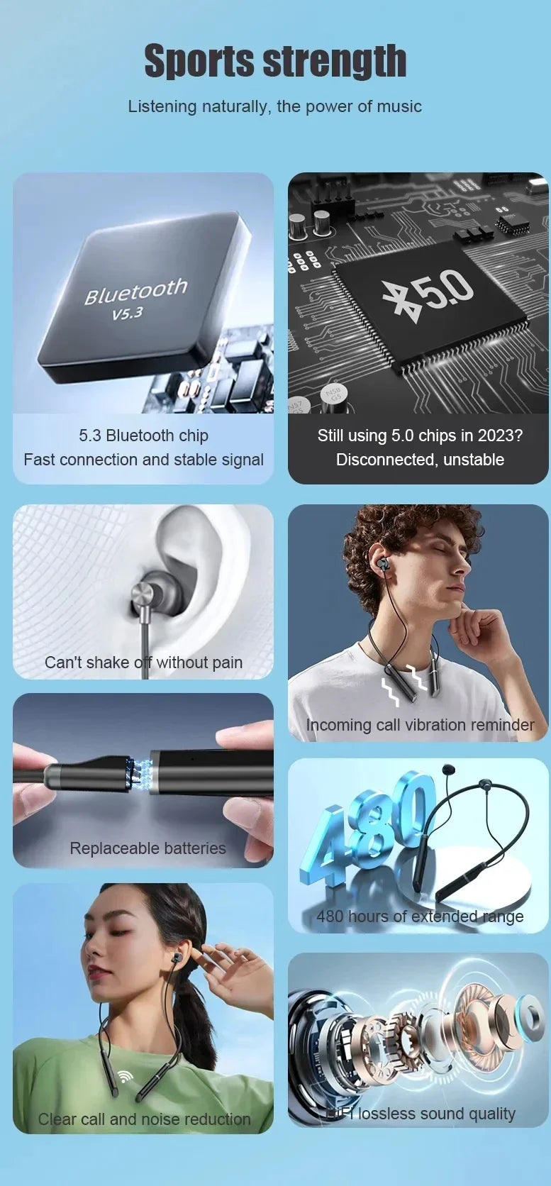 LIUTIANFEI Wireless Bluetooth Neckband Headphones for Sale - Long Battery Life