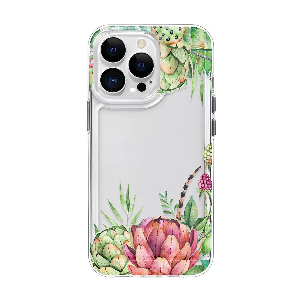 Floral Clear iPhone Case - Shockproof Silicone Bumper for iPhone