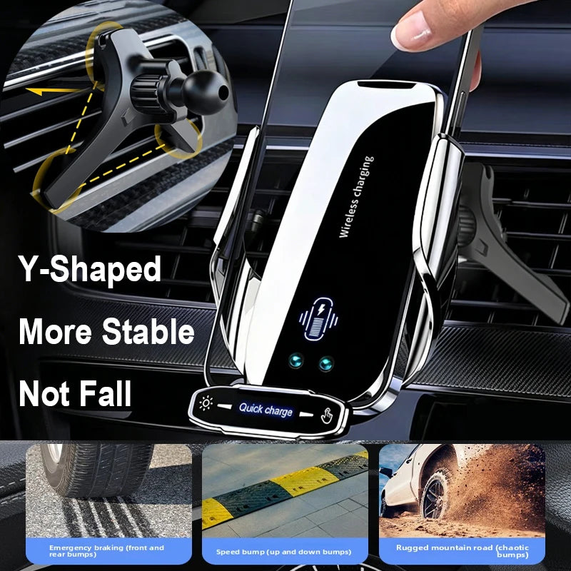 Auto-Clamp Wireless Car Phone Holder Charger Vent Mount