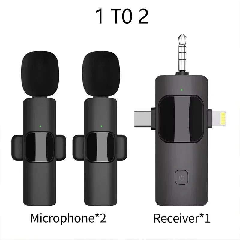 VIKEFON 3-in-1 Wireless Lavalier Microphone for iPhone, Android, DSLR & PC