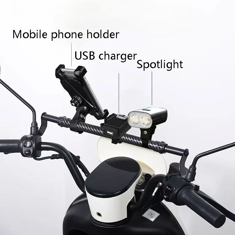 Motorcycle Cross Bar Mount – ABS Extended Rod for Phone Holder & Spotlight