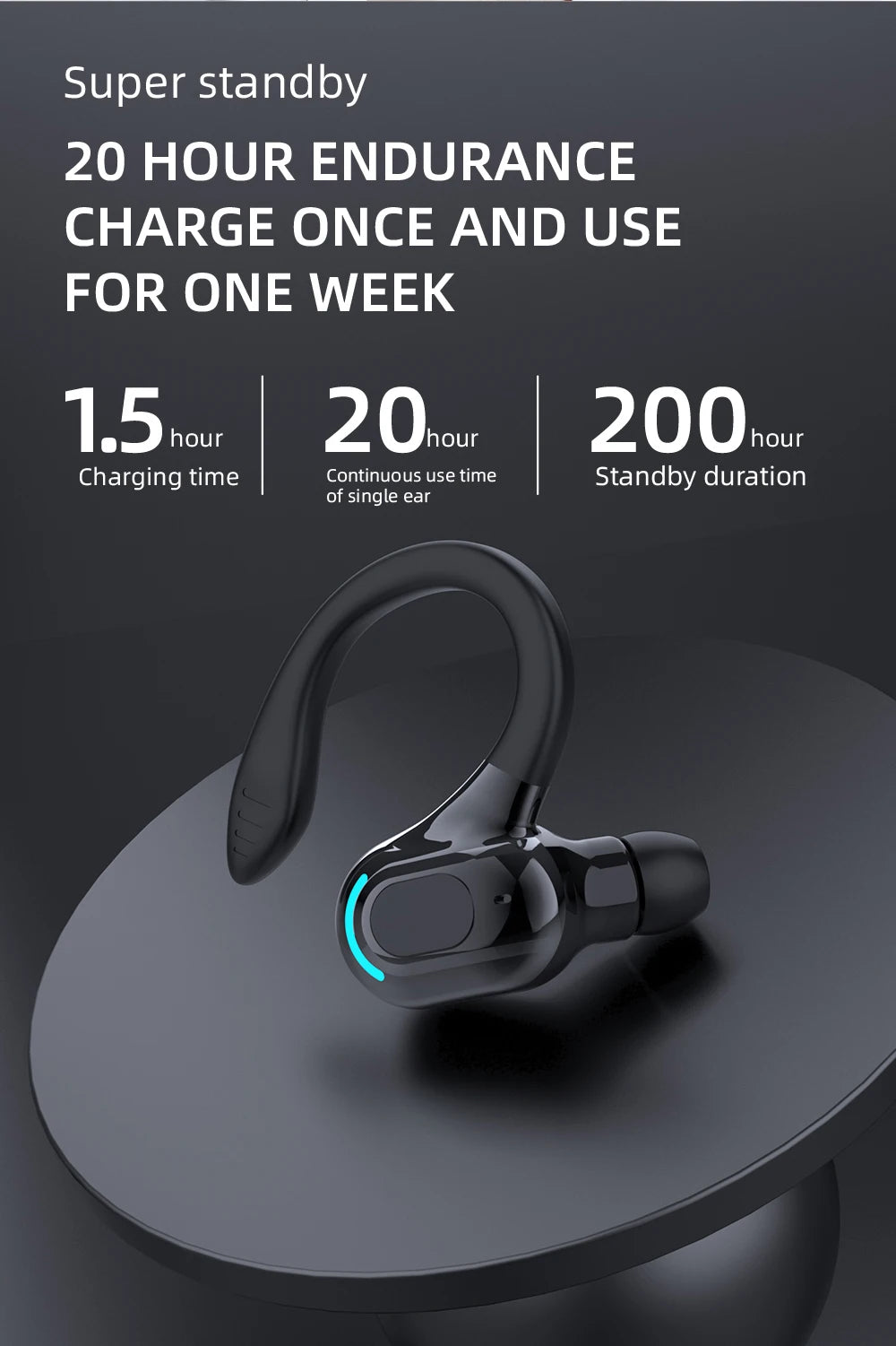 DISOUR M-F8 Wireless Ear-Hook Headset - Best Headphones for iPhone and Samsung