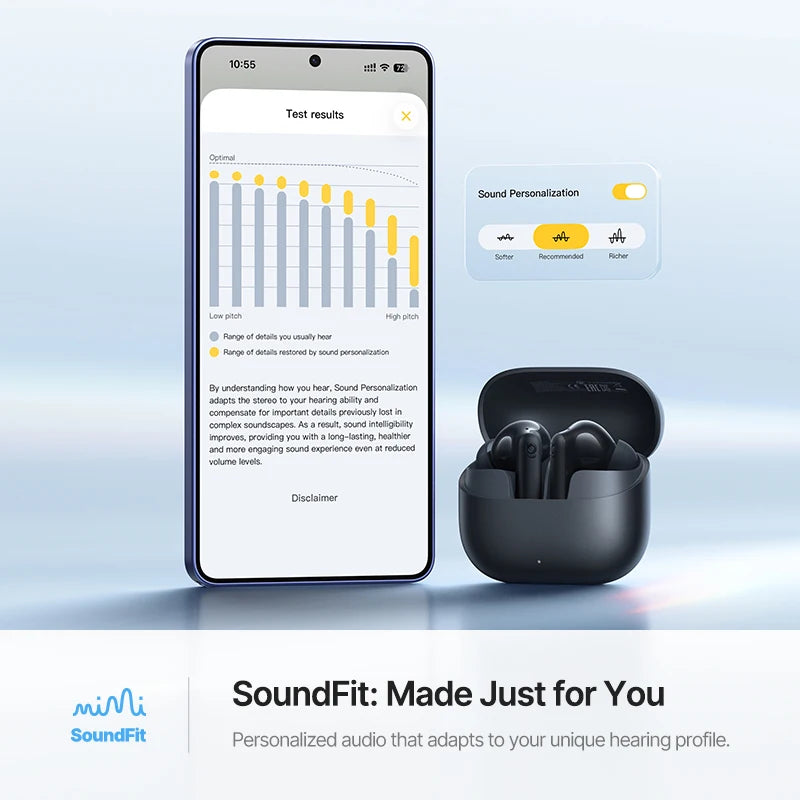 Baseus Bass EP10 Ultra BT 6.0 Earbuds | -55dB ANC | 65H | LDAC Hi-Res | 6-Mic AI Calls