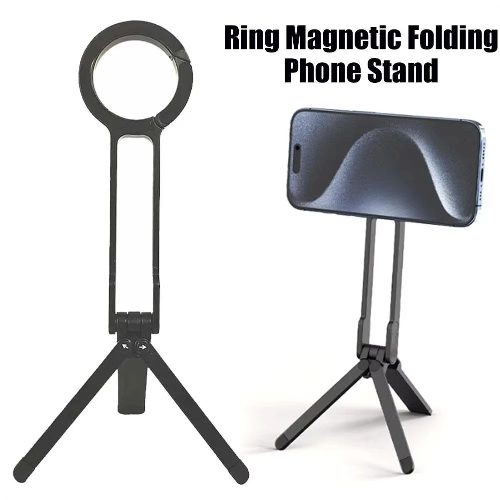 Foldable Magnetic Phone Tripod Carabiner Mount | Dual-Sided Desk Stand | iPhone 17 16 15 Holder