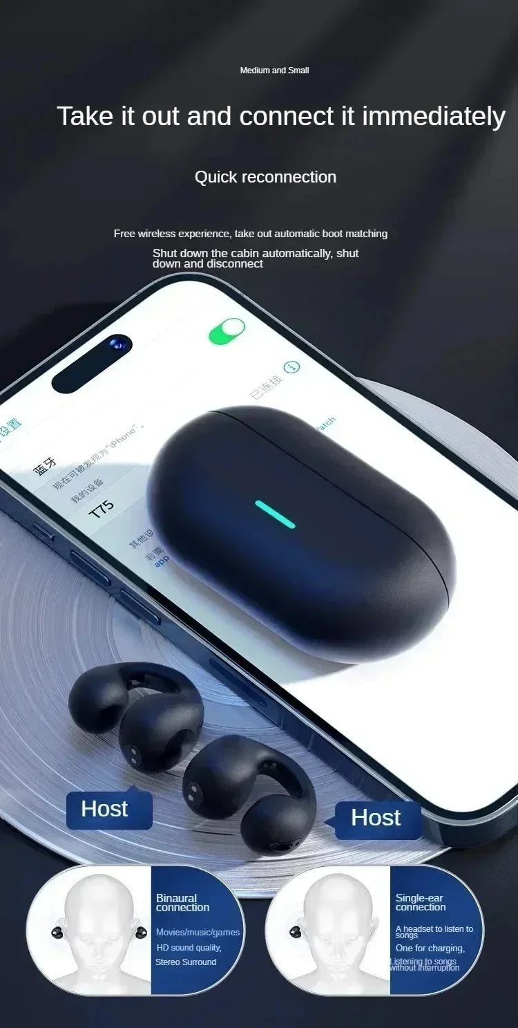 DIXSG Bluetooth 5.3 Ear Hook Wireless Earbuds for Sports and Music