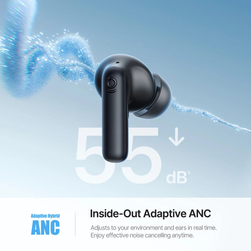 Baseus Bass EP10 Ultra BT 6.0 Earbuds | -55dB ANC | 65H | LDAC Hi-Res | 6-Mic AI Calls