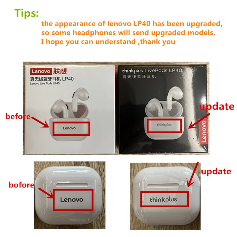 Lenovo LP40 True Wireless Earbuds with Waterproof Charging Case