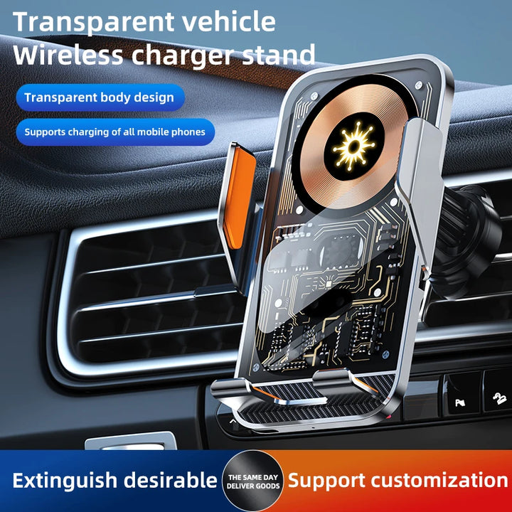 Transparent Wireless Charging Car Phone Holder | Air Vent Mount Universal Navigation Bracket