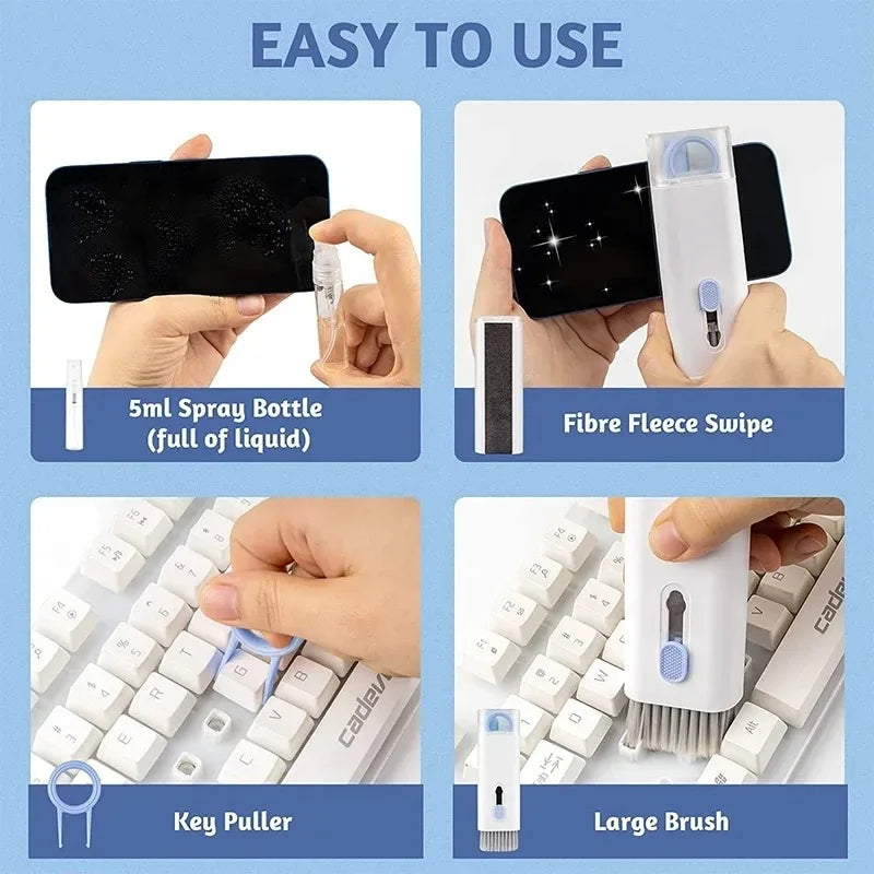 7-in-1 Keyboard Cleaner Brush Kit | Earphone Cleaning Pen Keycap Puller for PC AirPods Laptop