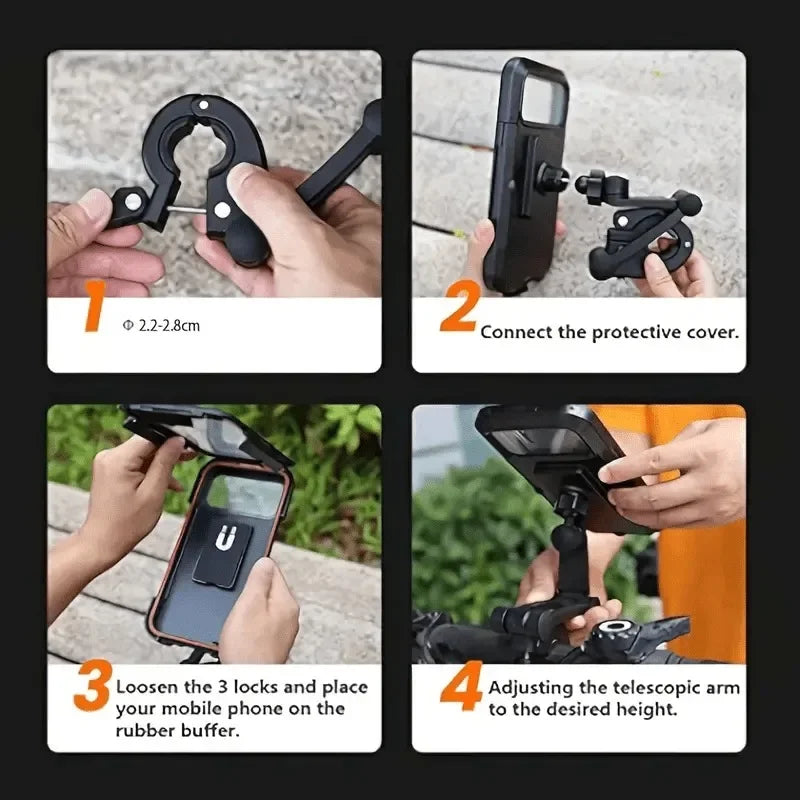 Waterproof Bike Phone Holder with Magnetic 360° Swivel Mount for Motorcycle
