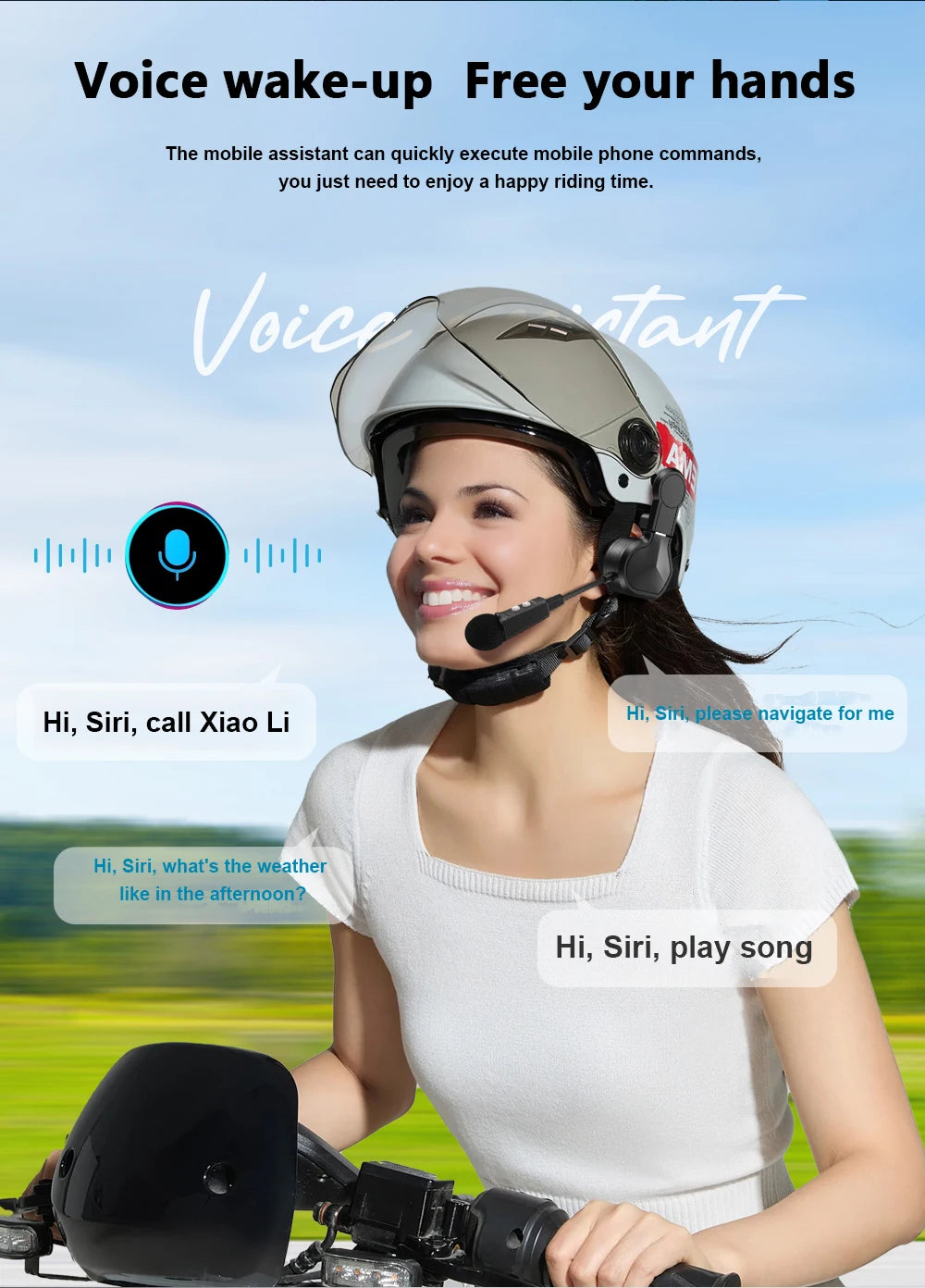VELEV BT9 Helmet Bluetooth Headset for Motorcyclists | Waterproof 23H Talk Time