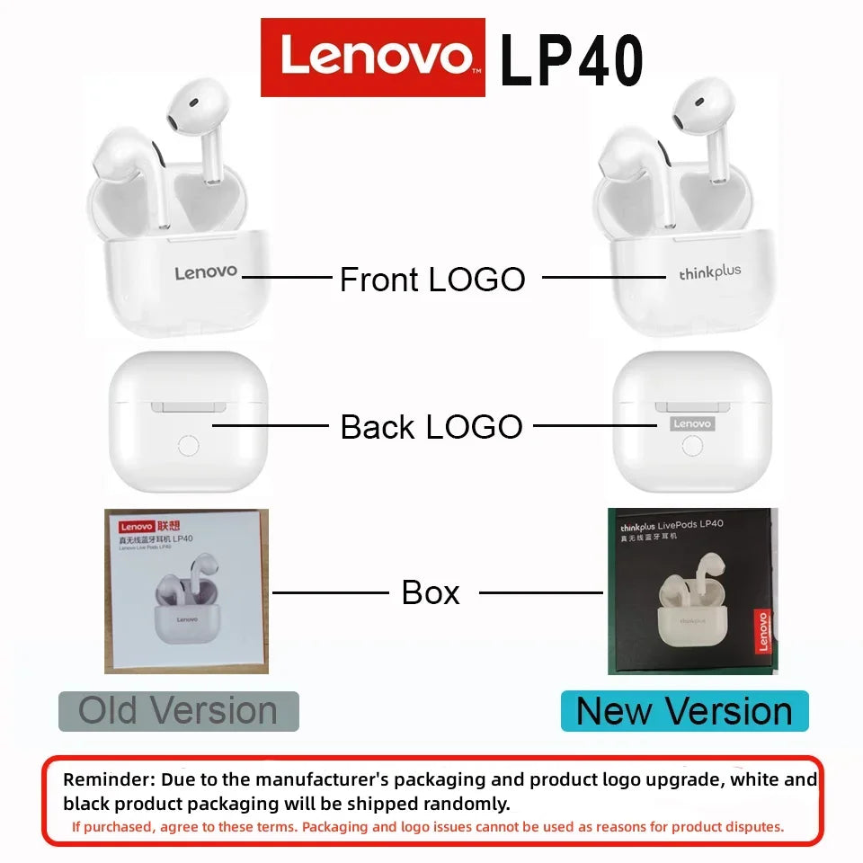 Lenovo LP40 True Wireless Earbuds with Waterproof Charging Case
