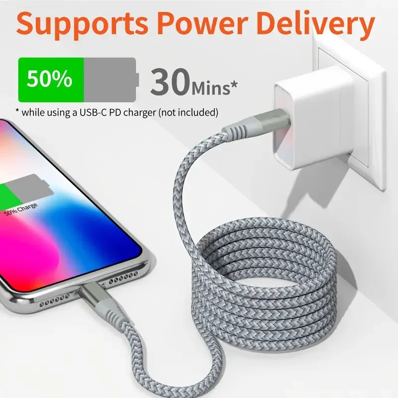LAIHONEN MFi USB-C to Lightning Cable | Nylon Braided 3A Fast Charge iPhone 14 13 12 11