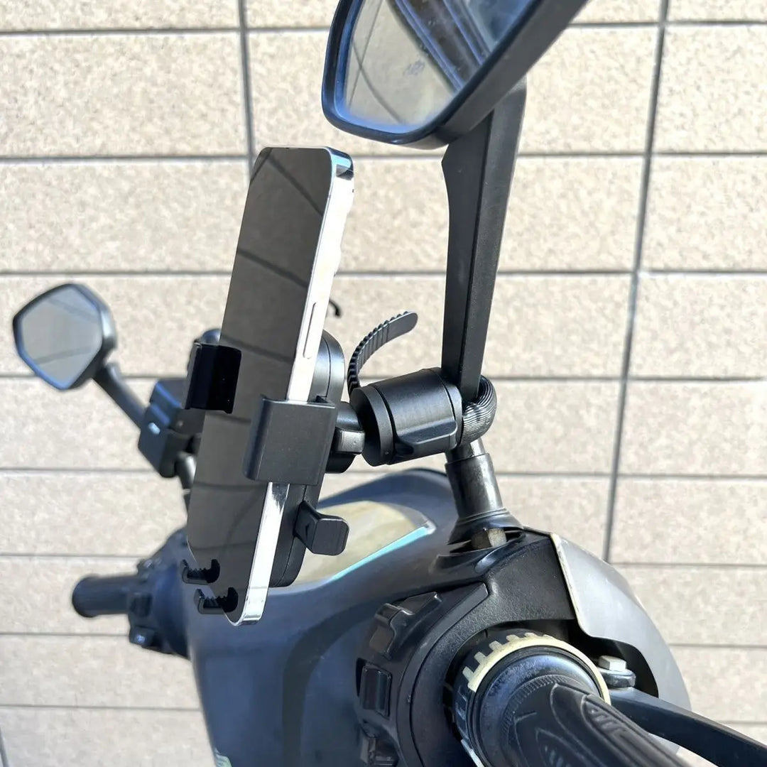 Motorcycle Phone Holder – Quick Release Mirror Mount GPS Bracket Universal