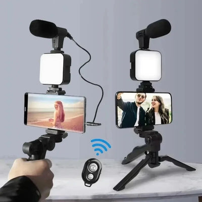 Smartphone Vlogging Kit Tripod Mic LED Light for TikTok