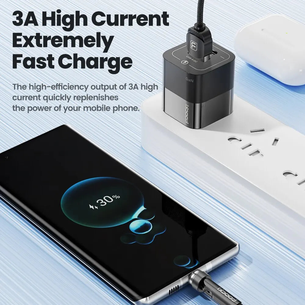Toocki 540° Rotate Magnetic Cable | 3A Fast Charging Type-C Lightning Micro USB Braided Cord
