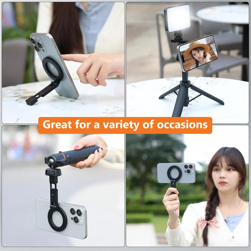 VRIG MG-23 MagSafe Magnetic Phone Stand – Cold Shoe Tripod Mount Vlog Holder