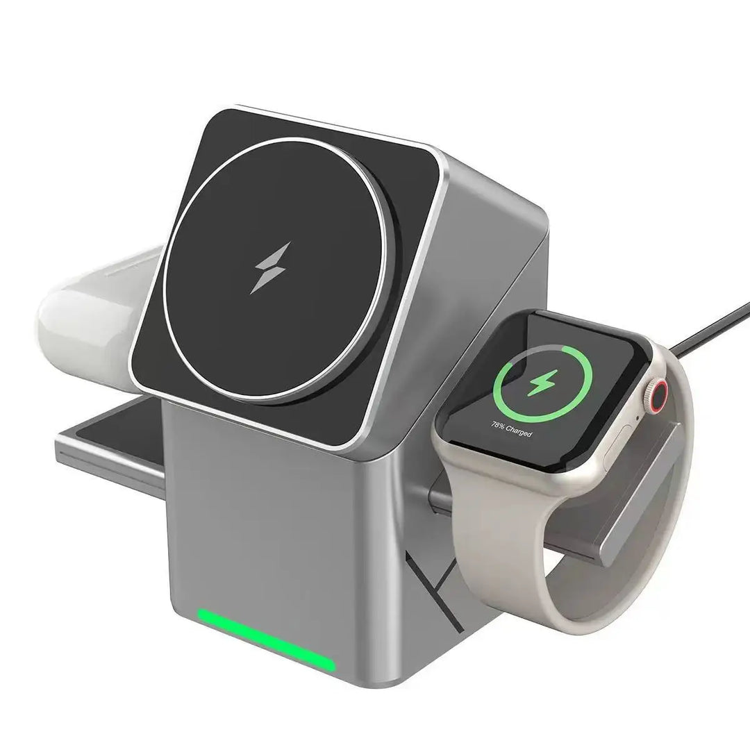 3-in-1 Wireless Charger for iPhone, Watch & AirPods - Fast 15W Station