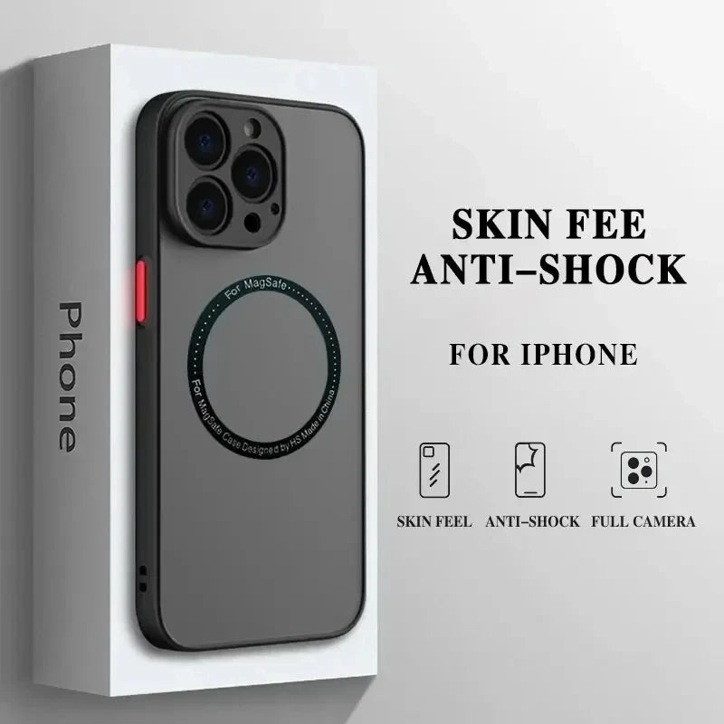 Luxury Matte Armor MagSafe iPhone Case | Magnetic Wireless Charging Shockproof Cover iPhone 16–11