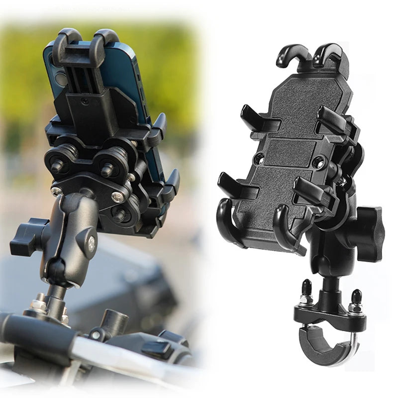 Motorcycle Phone Holder – Aluminum Shock Absorber Handlebar Mount GPS Bracket